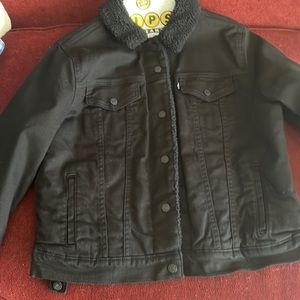 Levi Strauss Black denim Jacket Sherpa lined
